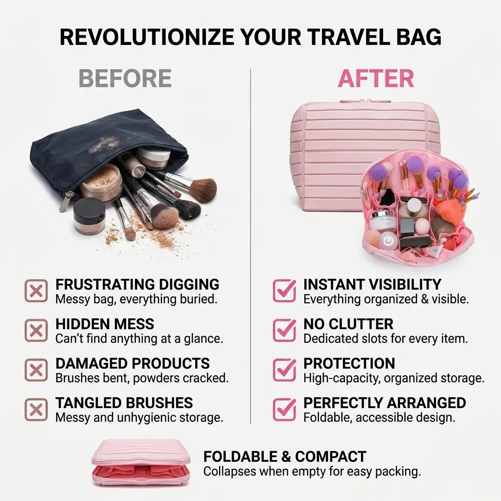 💄Striped Shell-Shaped Travel Cosmetic Organizer Bag