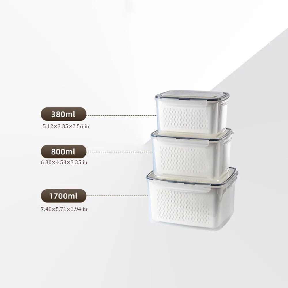 🥬 Fruit & Vegetable Storage Containers with Drain Baskets