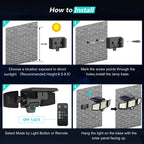 "Ultra-Bright 210 LED Solar Motion Sensor Light – 1000LM, 3 Adjustable Heads, Remote Control, IP44 Waterproof for Outdoor Security"