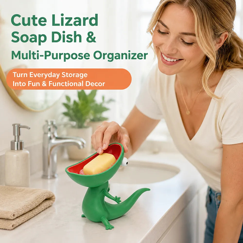 🦎 Cute Lizard Soap Dish & Multi-Purpose Organizer