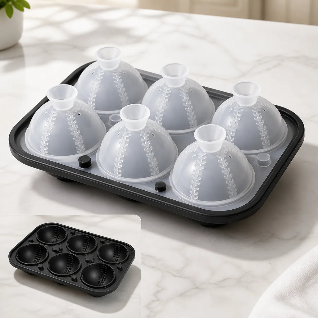 Baseball Ice Ball Mold – 6-Cavity Silicone Tray
