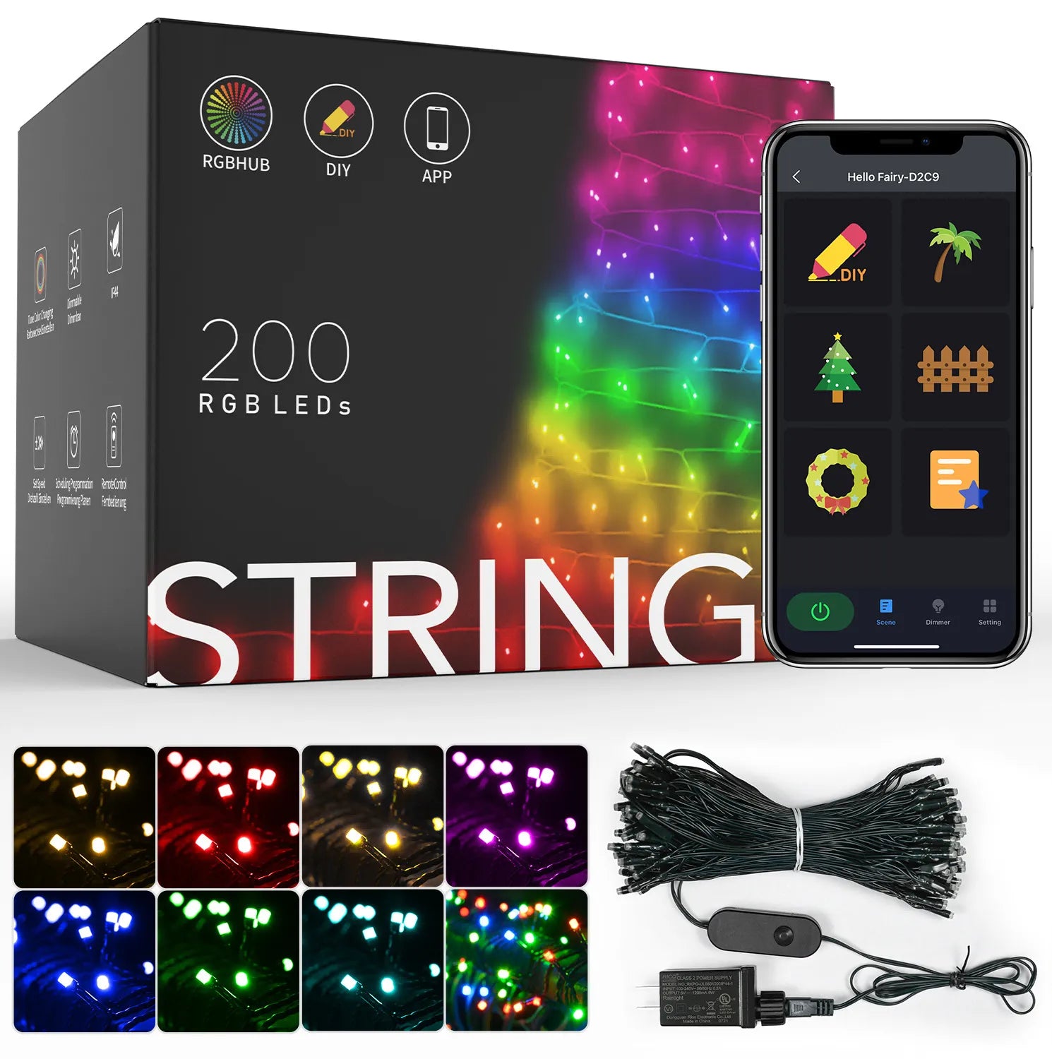 🎄 Bluetooth App-Controlled RGB Christmas Lights – Music Sync, Timer & Smart Color Effects