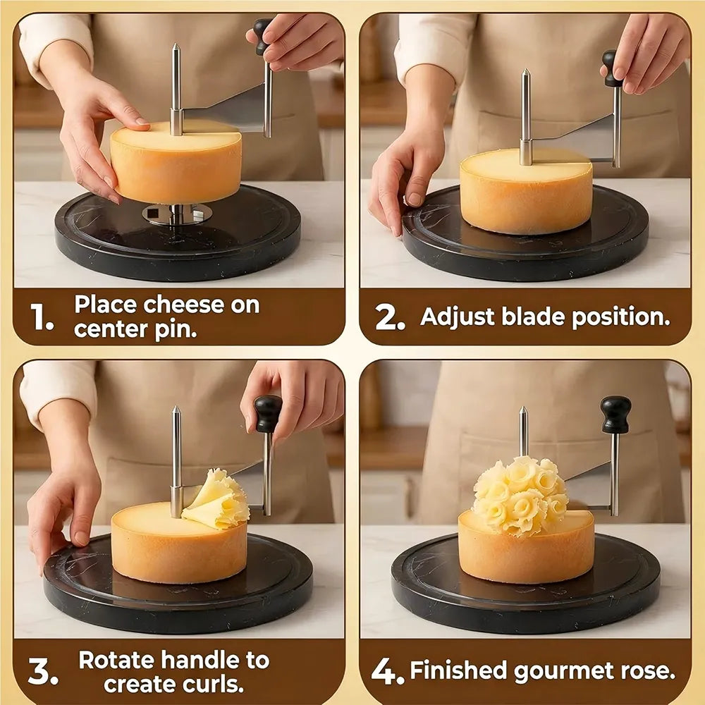 🧀 Semi-Hard Cheese Curling Wheel with Marble Base
