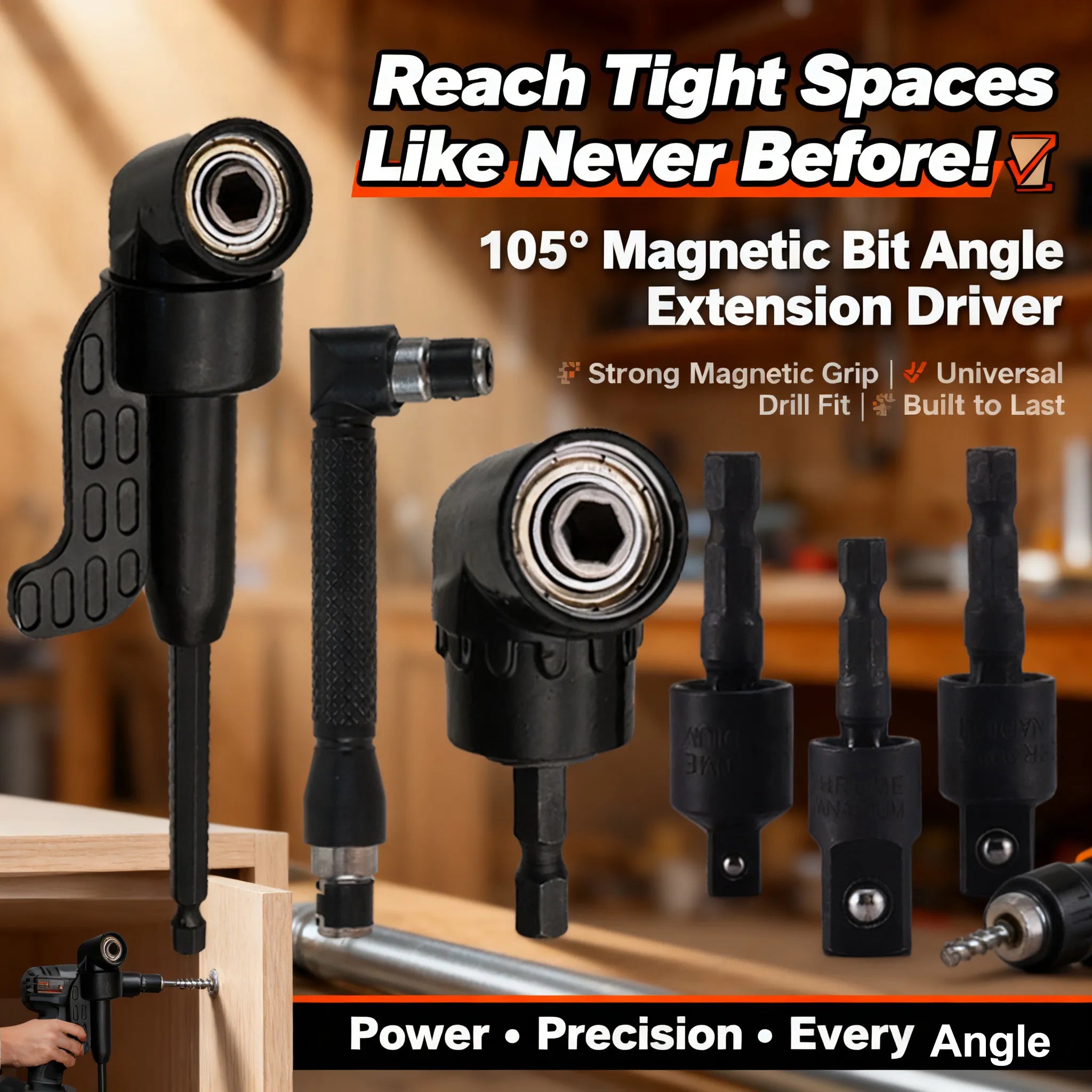 🔧 105° Magnetic Bit Angle Extension Driver