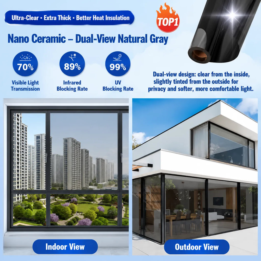 ☀️ One-Way Mirror Window Film – Heat Control & UV Protection