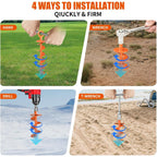 Heavy-Duty Full-Spiral Ground Anchor Screws — 4-Piece Set