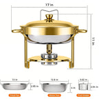 ✨ 5QT Round Stainless Steel Chafing Dish Set