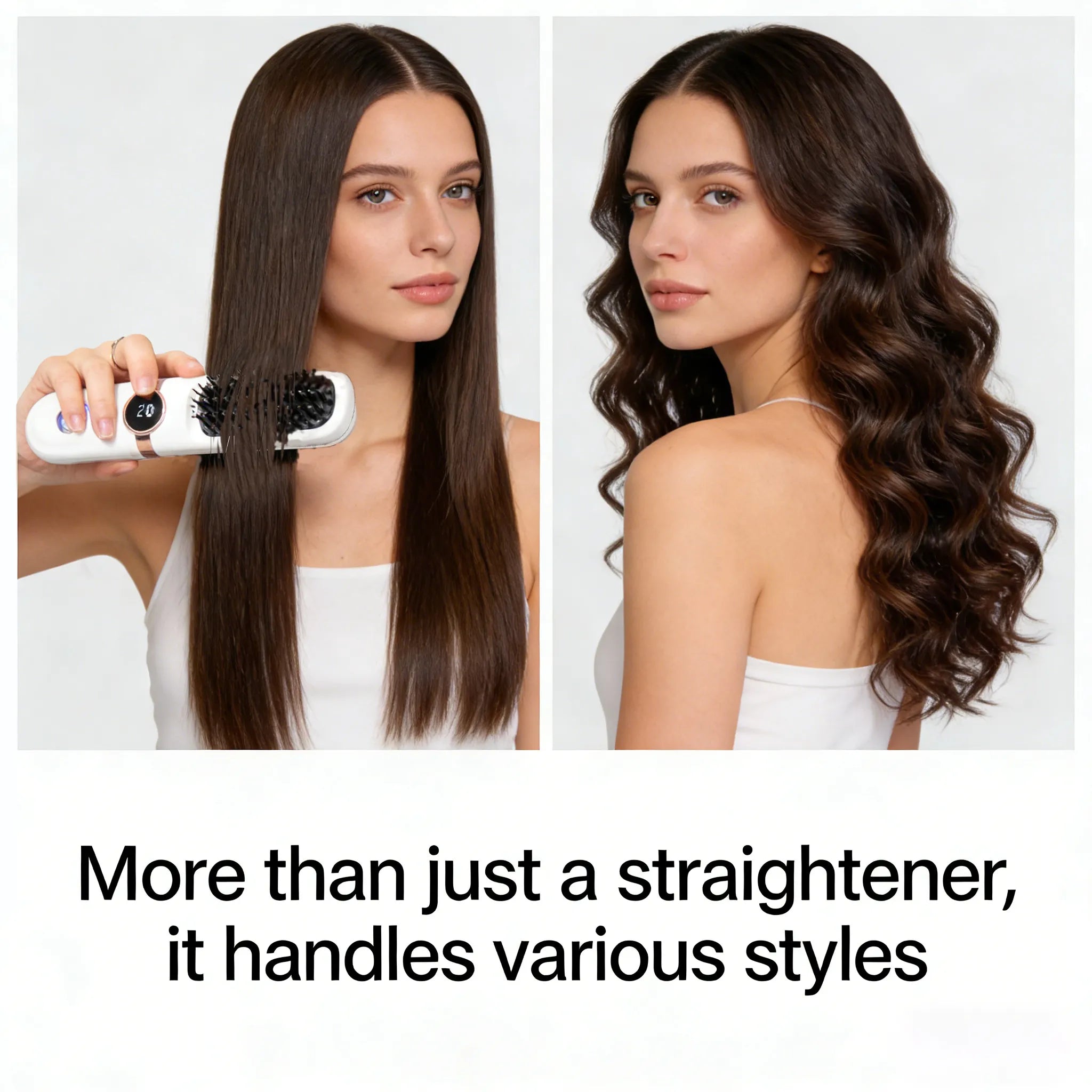 ✨ Wireless LCD Rechargeable Hair Straightener Brush