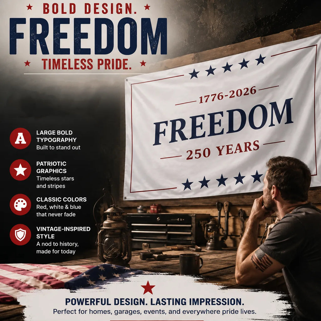🇺🇸 Freedom 250 Years American Flag – 1776–2026 Patriotic Outdoor Banner