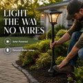 Vintage Solar Courtyard Post Lamp — Warm Ground-Stake Path Light
