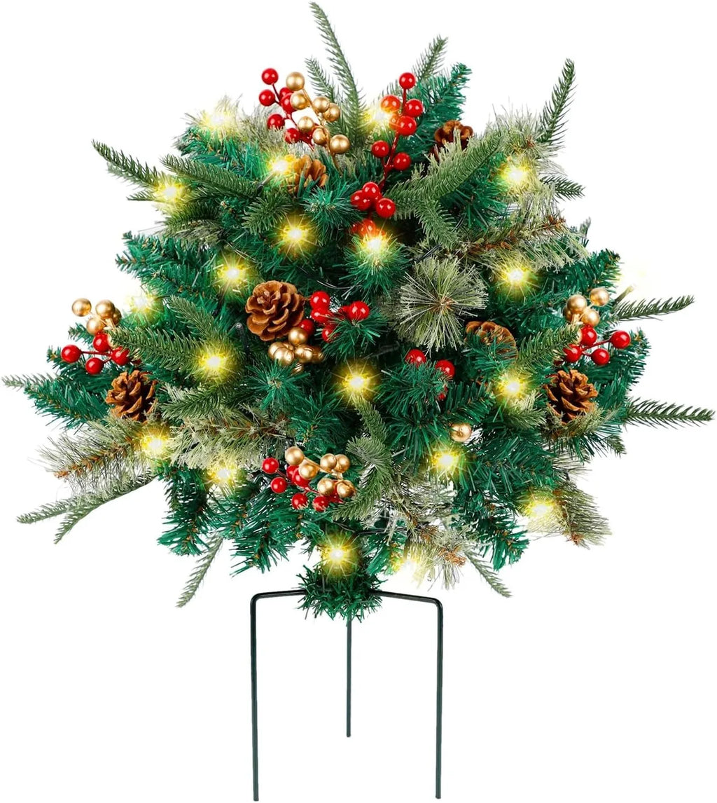 🎄 Pre-Lit Planter Bushes Christmas Holiday Decor