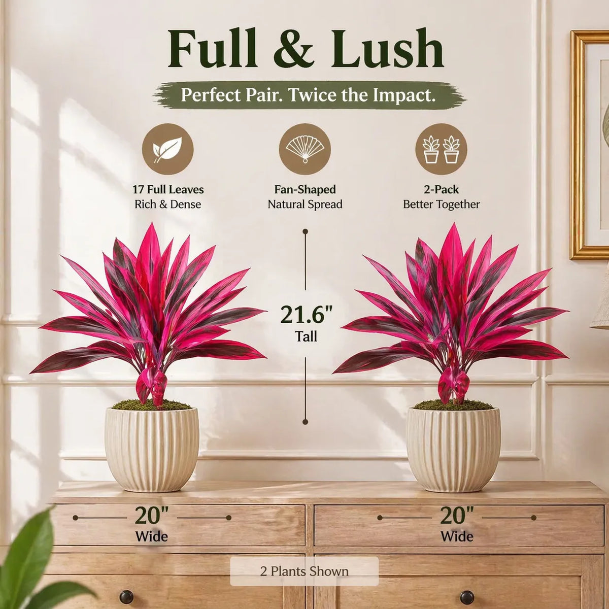 2‑Pack 21.6" Artificial Cordyline Plant