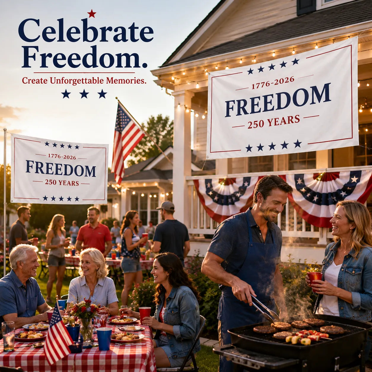 🇺🇸 Freedom 250 Years American Flag – 1776–2026 Patriotic Outdoor Banner