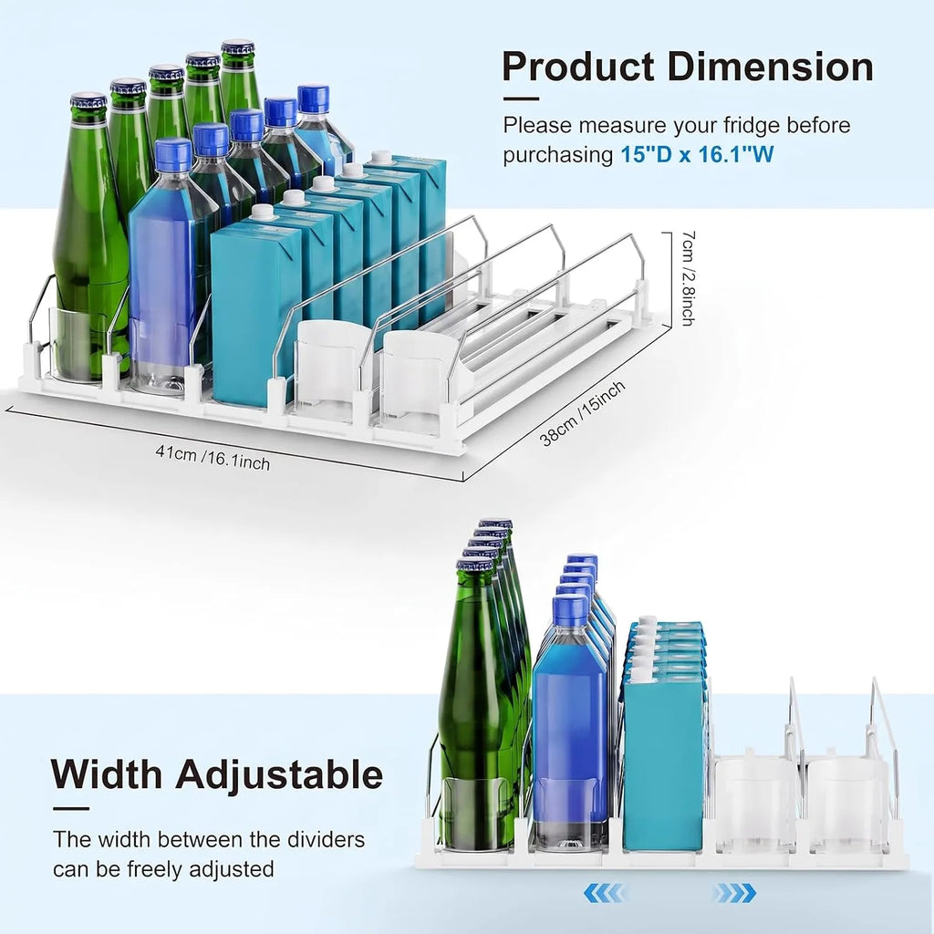 Spring-Loaded Refrigerator Drink Organizer