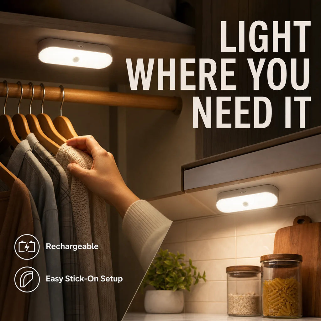 2-Pack Rechargeable Motion Sensor Night Lights – Stick-On Closet & Hallway Lights