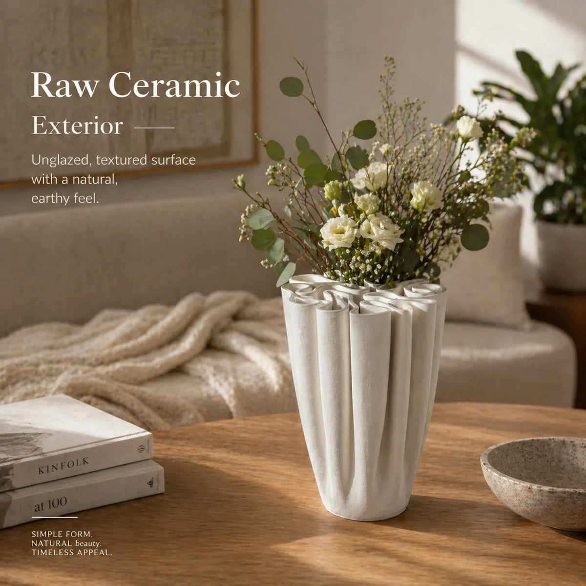 🌸 Sculptural Elegance: Hand-Fired Ceramic Vase for Beautiful Floral Art
