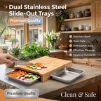 🥦Wooden Cutting Board with Slide-Out Trays