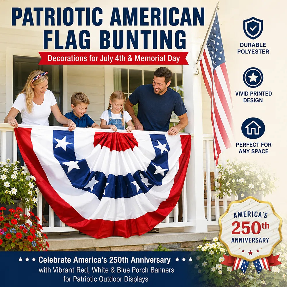 🇺🇸Patriotic American Flag Bunting Decorations for July 4th & Memorial Day