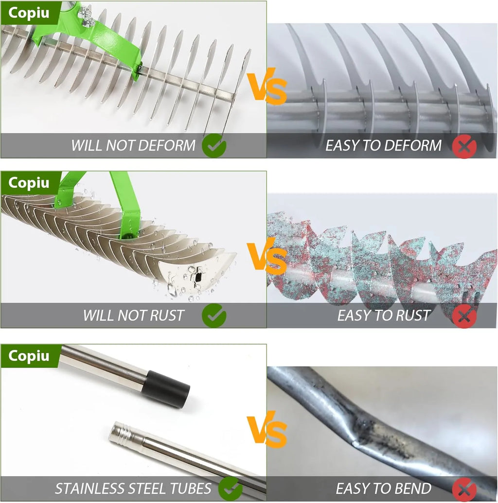 wide metal weed rake