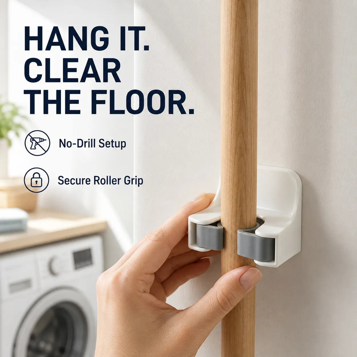 Damage-Free Broom & Mop Handle Gripper