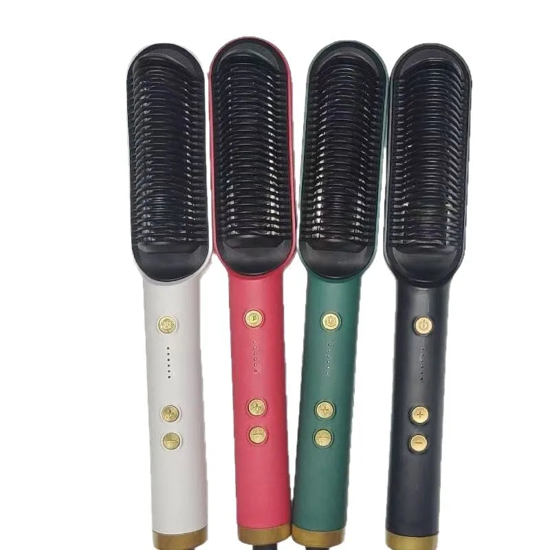 ✨ 2-In-1 Negative Ion Hair Straightener Brush