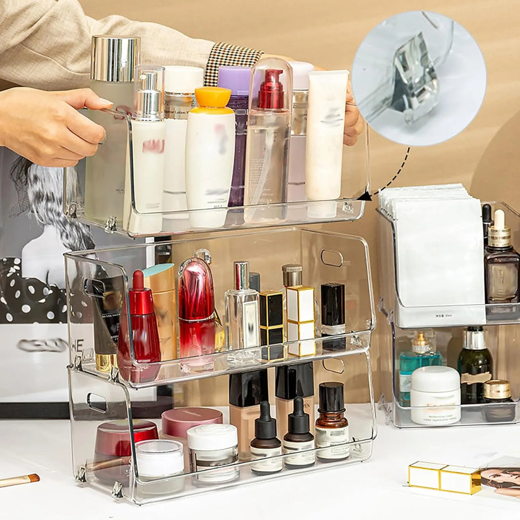 Clear Stackable Open-Front Storage Bins – 2-Piece Set