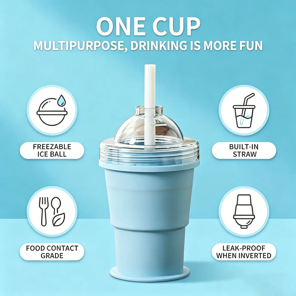 🧊 Foldable Silicone Ice Ball Drink Cup NEW!