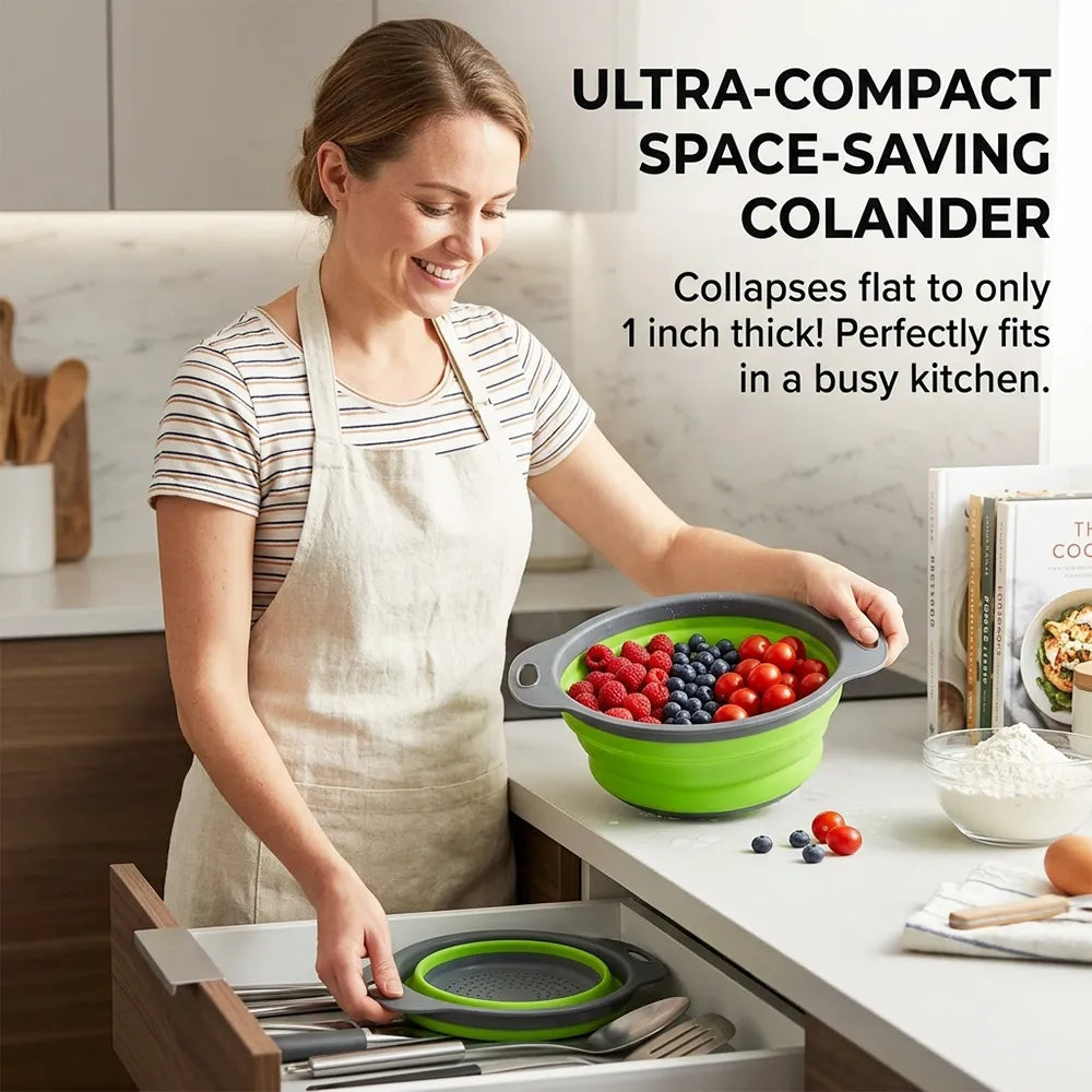 🧺 Foldable Drain Basket with Self-Draining Base