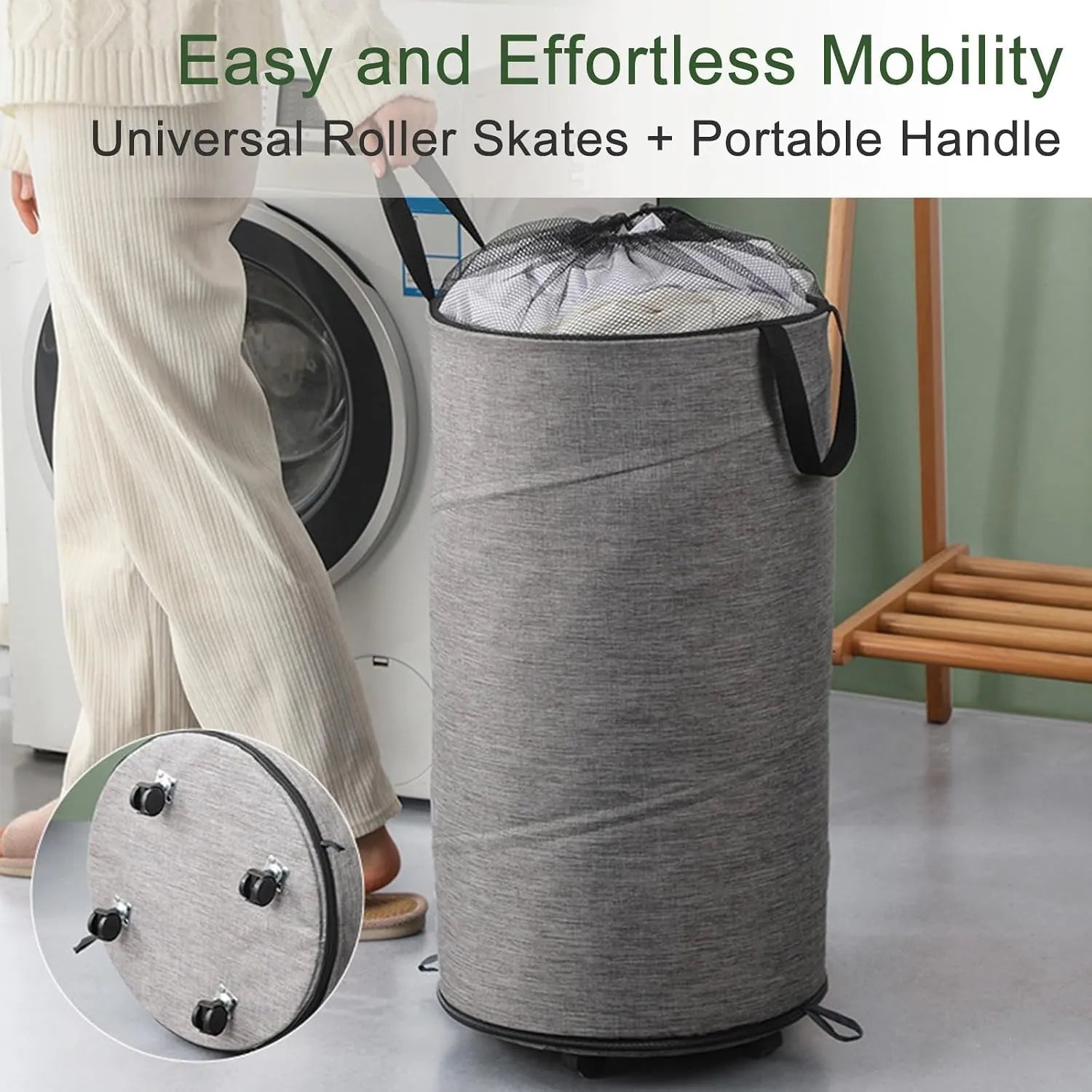🧺 Rolling Collapsible Laundry Hamper