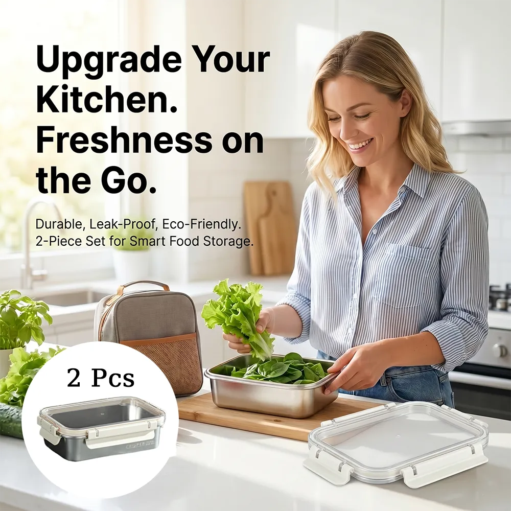 🍱Stainless Steel Leak-Proof Food Storage Container with Lid-2 Pcs