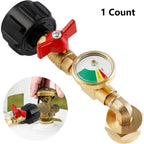 🔧 Propane Refill Adapter with Glow-in-the-Dark Gauge & Shut-Off Valve – QCC1 to 1lb Cylinder Converter for BBQ, Camping, Tailgating & Emergency Use