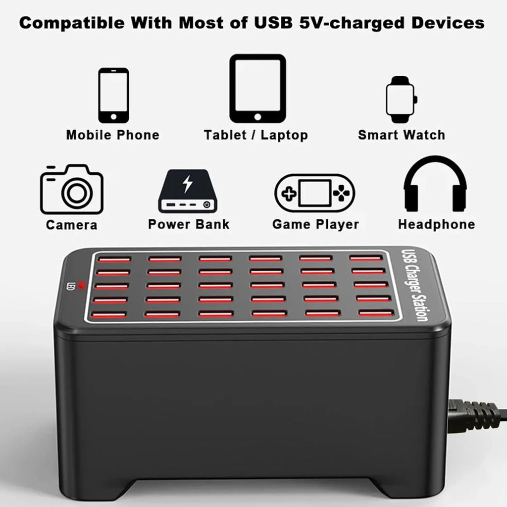150W 30-Port Smart USB Charging Station