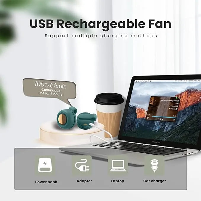 Portable Mini USB Rechargeable Fan - 360° Rotating Clip Fan with 3 Speeds for Personal Use