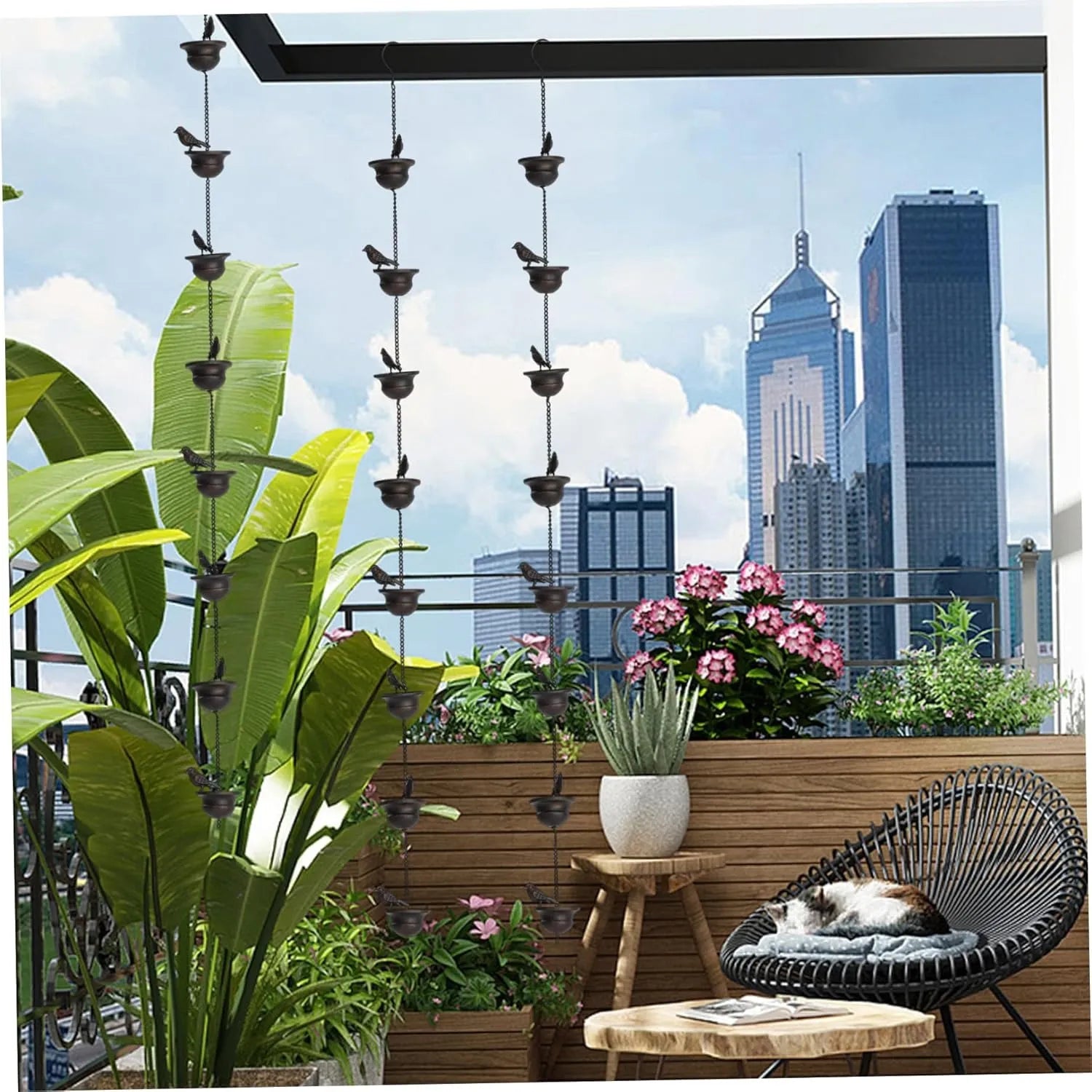 Bird-on-Cups Rain Chain – A Charming Blend of Function & Art