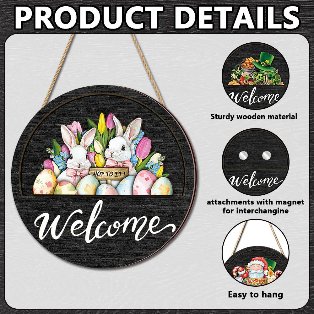 Interchangeable Seasonal Welcome Door Sign Set