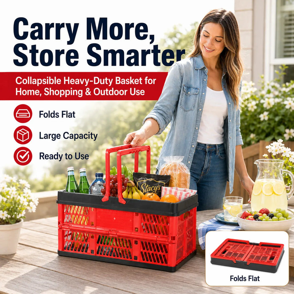 Collapsible Storage Basket – Foldable, Large Capacity, Heavy-Duty PP Plastic