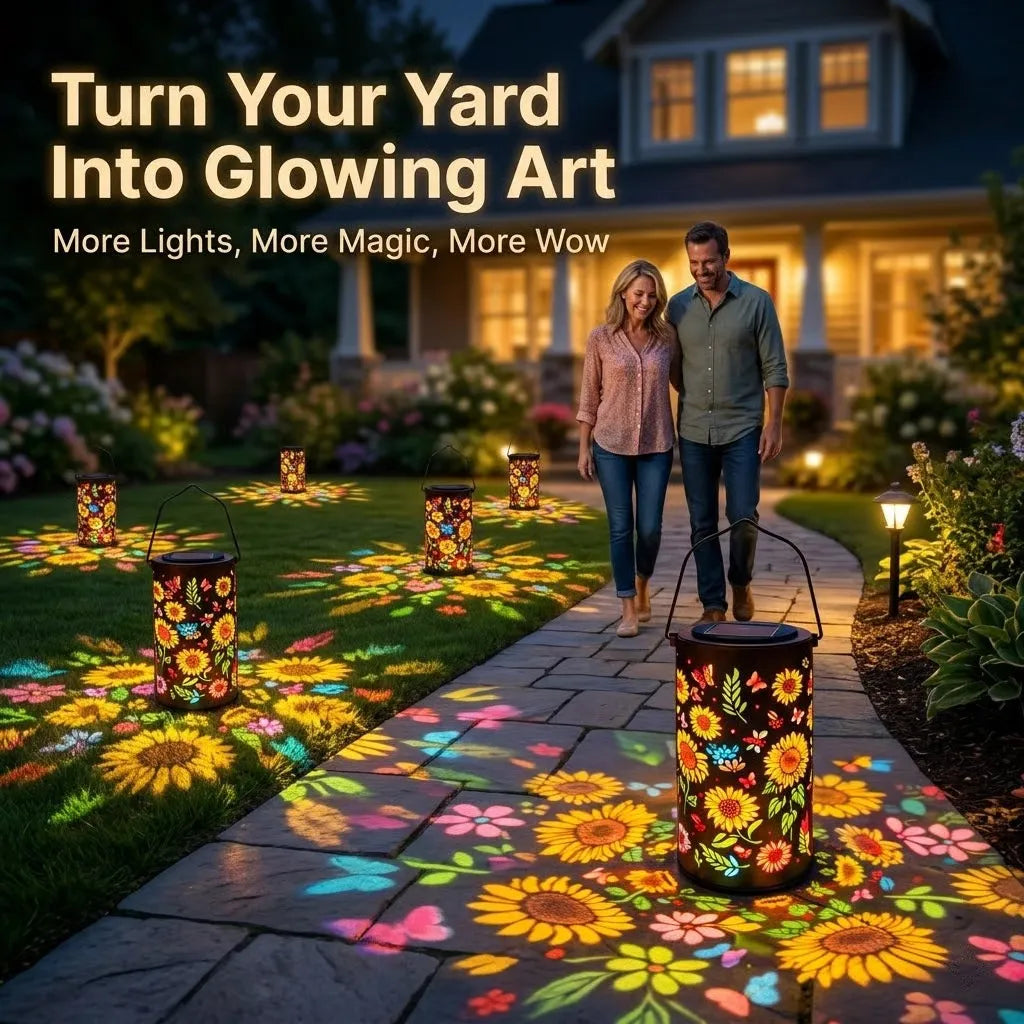 Solar Lanterns with Projection – Sunflower & Butterfly Ground Art Lights🌼✨