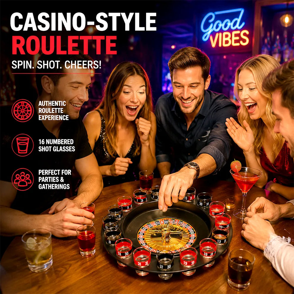 🎰 Shot Glass Roulette Drinking Game Set – Casino Style Party Game