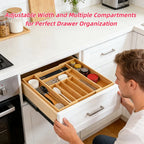 Expandable Bamboo Drawer Organizer – Versatile Compartment Storage🌿🗂️