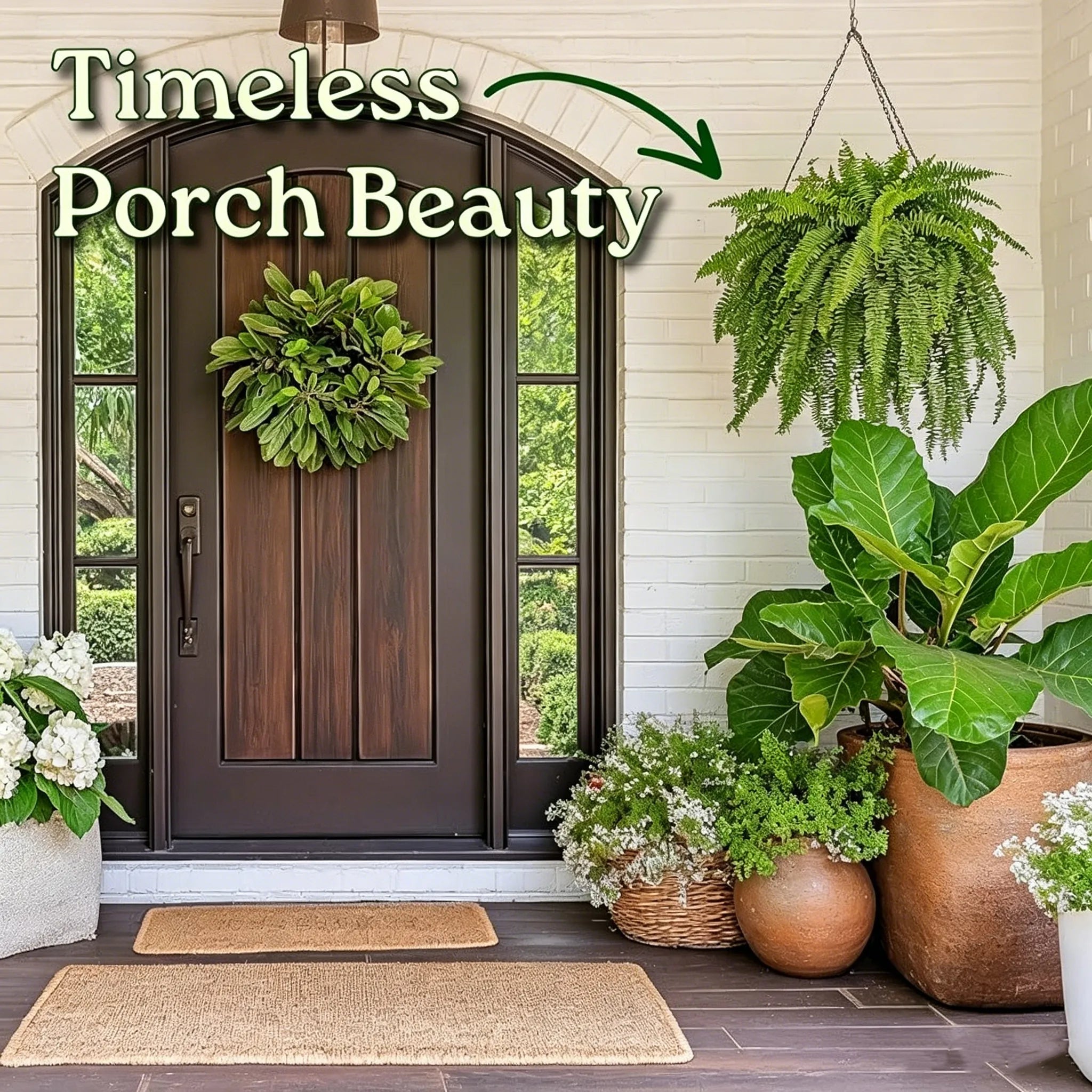 🌿23.62-Inch Artificial Boston Ferns – Realistic Faux Hanging Greenery