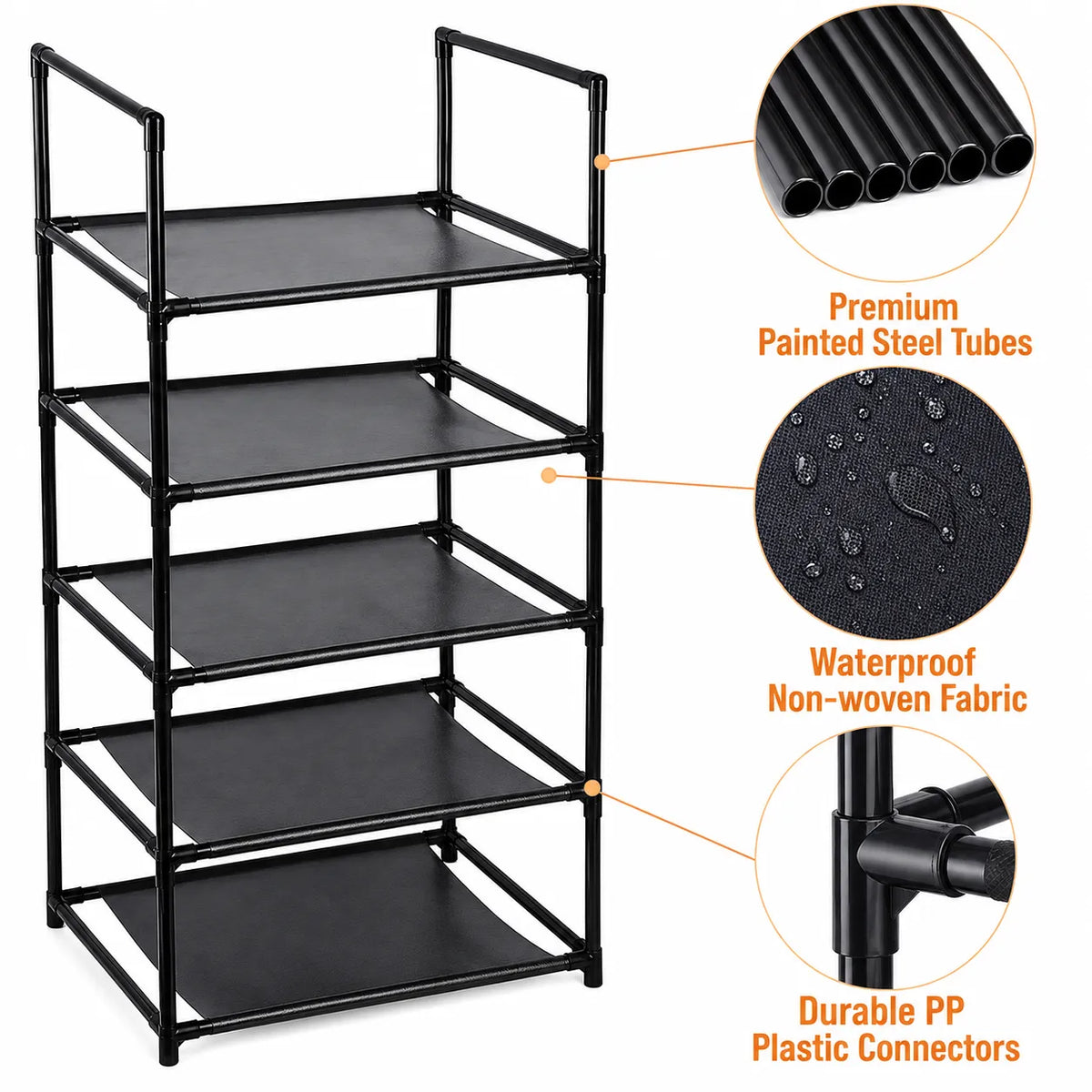5-Tier Slim Storage Rack for Clothes & Shoes