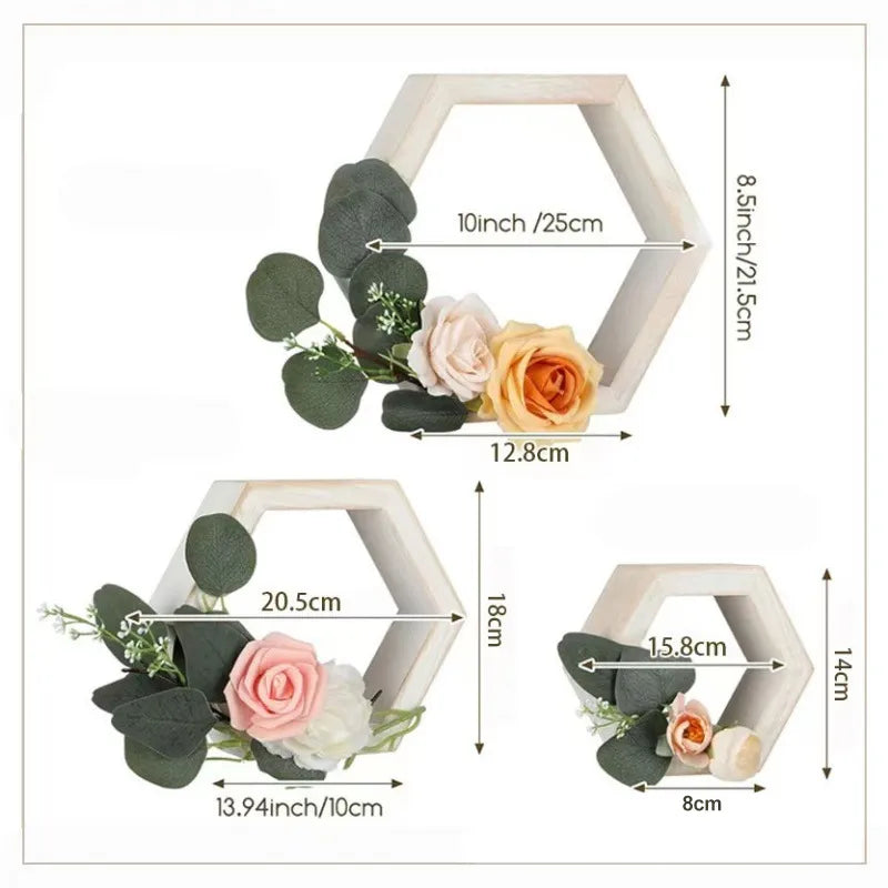 Set of 3 Hexagonal Floating Shelves – Rustic Honeycomb Wall-Mounted Storage Shelves-Perfect for Your Bedroom, Living Room, Hallway, or Office Decor