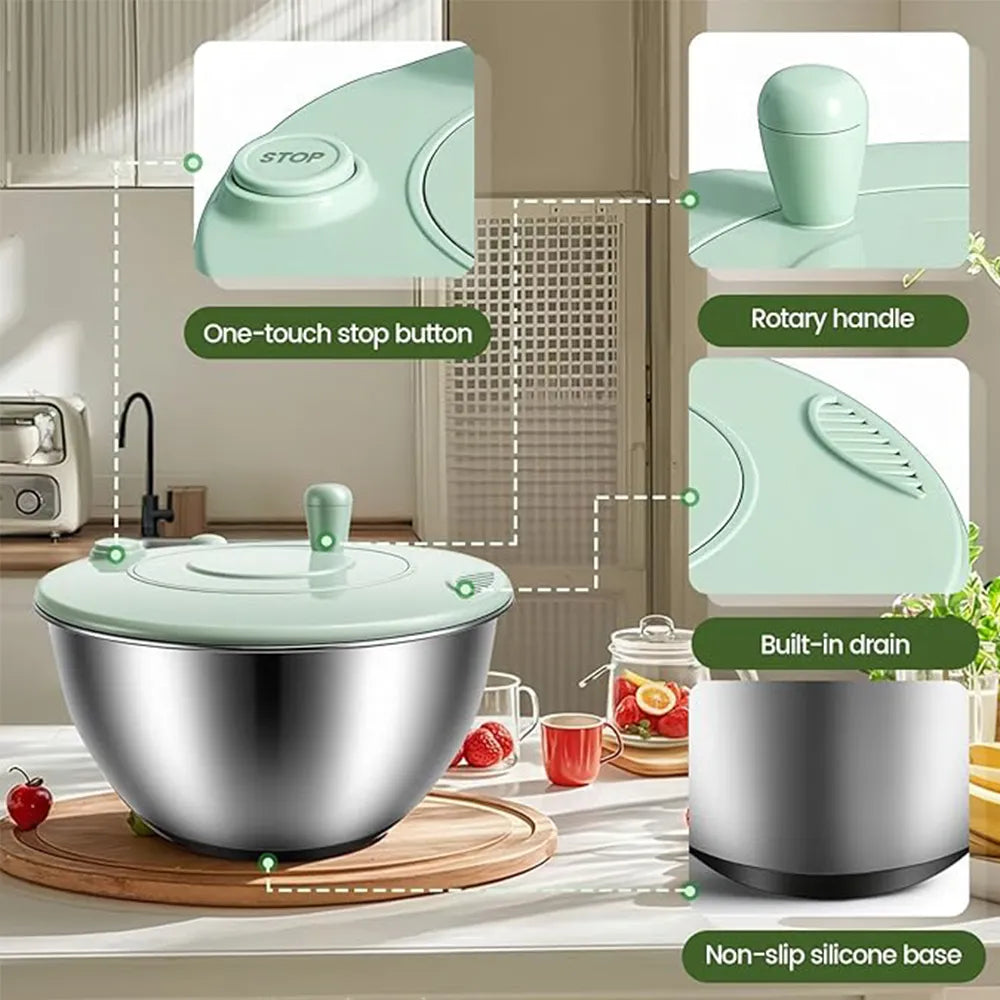 🥗 Multifunctional Stainless Steel Salad Spinner & Veggie Prep