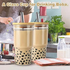 Premium Mason Glass Cup with Straw