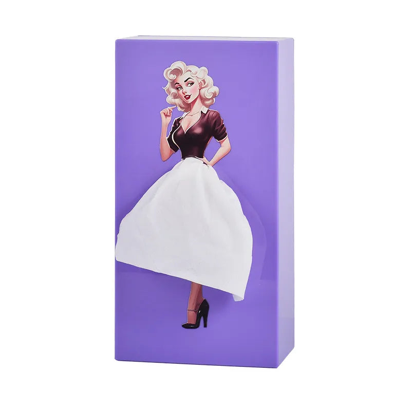 Tissue Box, Reusable Cartoon Creative Retro Pop Art Paper Towel Holder