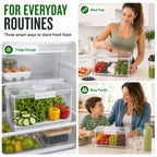 Produce Freshness Containers with Timer & Drainage – BPA-Free Fridge Organizer