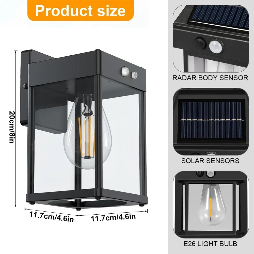 Solar-Powered Outdoor Wall Light with Motion Sensor
