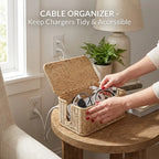 Handwoven Rattan Cable Management Box