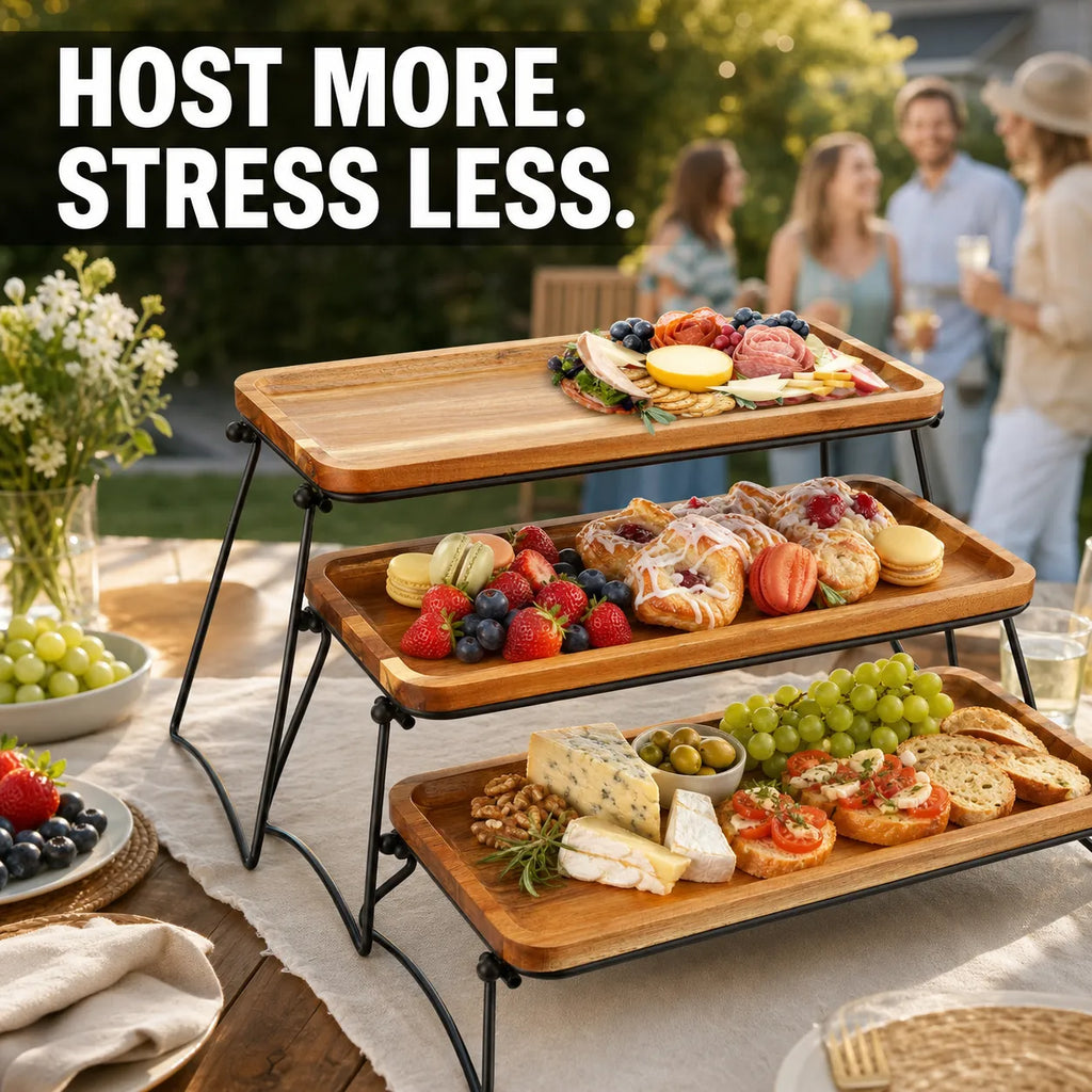 3-Tier Acacia Wood Cupcake & Serving Stand