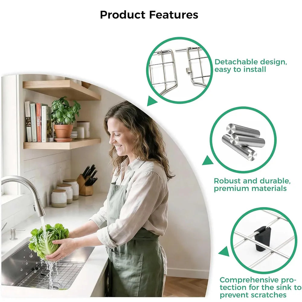 🍽️ Stainless Steel Kitchen Sink Bottom Drain Rack